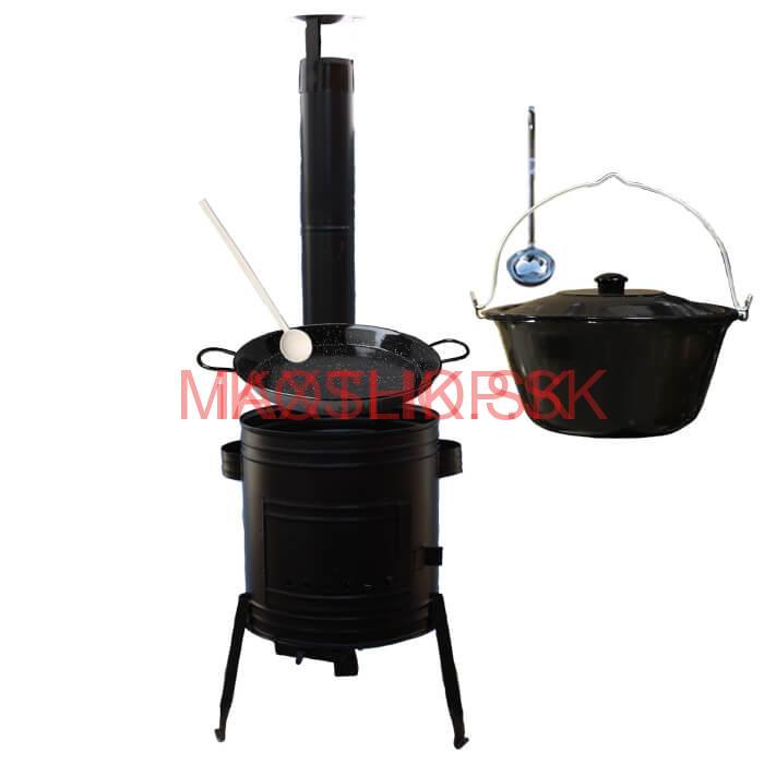 Paella smaltovaná panvica 42 cm so smaltovaným kotlíkom 16 L (1,2 mm) a kotlinou