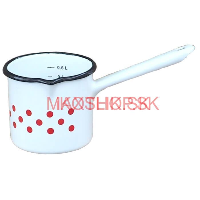 Smaltovaný hrnček s uškom 0,6 L - bodkovaný