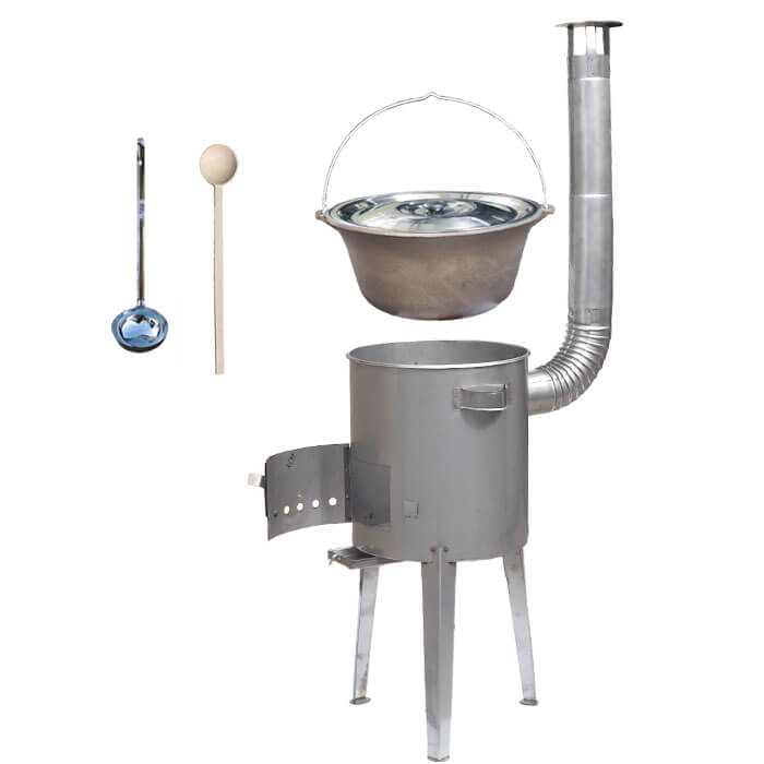 Železný kotlík 14 L (0,75 mm) + nerezová kotlina 36 cm LUXUS