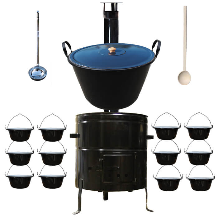 Smaltovaný kotol 60 L + servírovacie kotlíky (12 ks) BIG PARTY