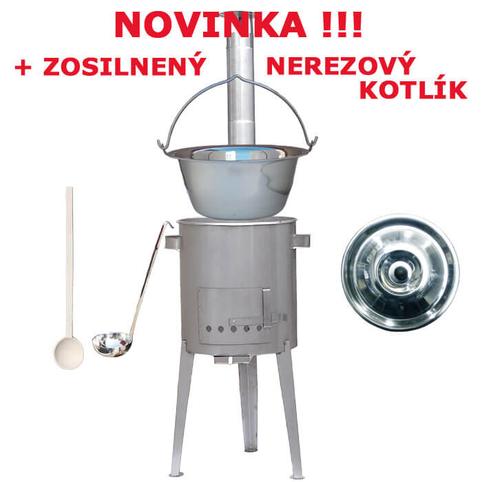 Zosilnený nerezový kotlík 30 L + nerezová kotlina 45 cm LUXUS