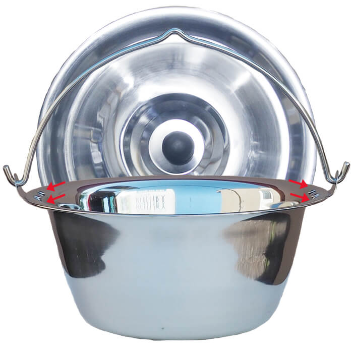 Antikorový kotlík 20 L (0,8 mm) s nitmi + pokrievka