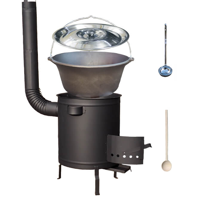 Liatinový kotlík 22 L + hrubostenná (1,5 mm) a žiaruvzdorná kotlina 45 PLUS 600