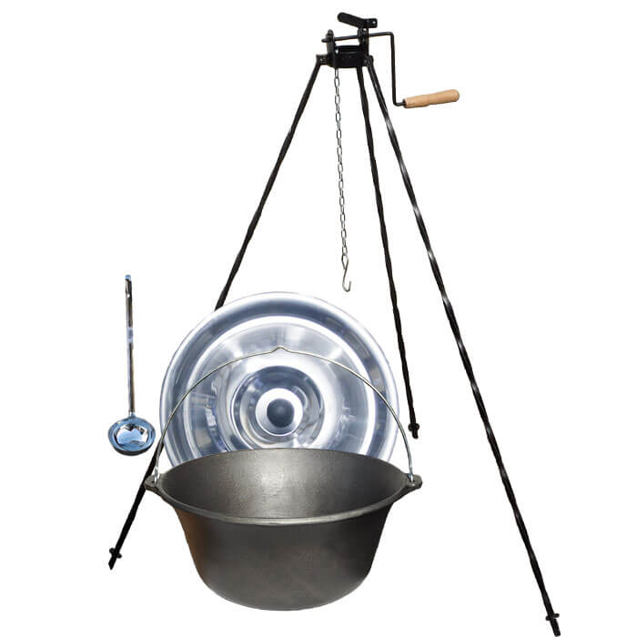 Liatinový kotlík 10,8 L + stojan s kladkou VAR