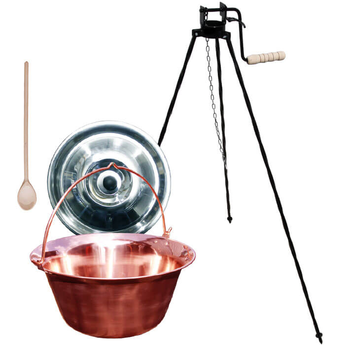 Medený kotlík 30 L (1,2 mm) + stojan s kladkou VAR