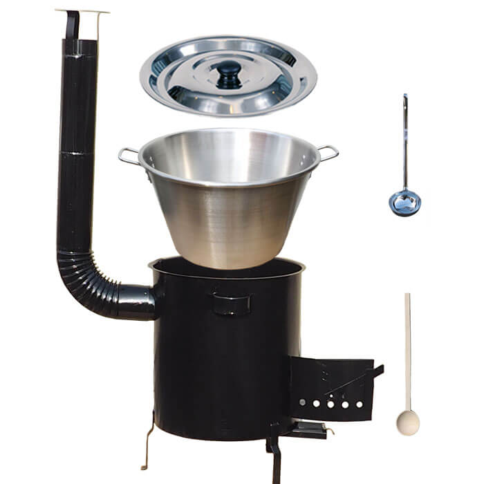 Nerezový kotol 40 L (1,2 mm) + hrubostenná (1,5 mm) kovová kotlina 45 STRONG