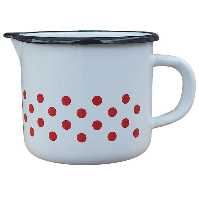 Smaltovaný hrnček s výlevkou 1 L - bodkovaný