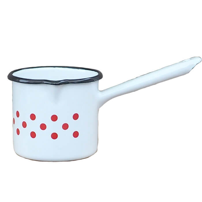 Smaltovaný hrnček s rúčkou 0,6 L - bodkovaný