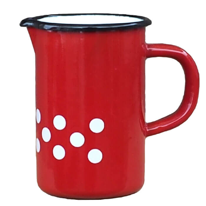 Smaltovaný hrnček s uškom 0,5 L – červený, vysoký
