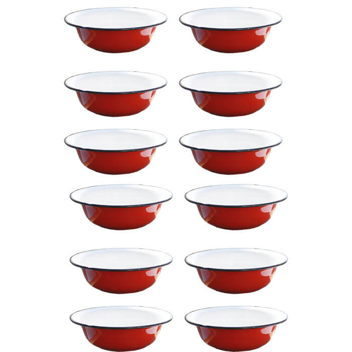 Súprava smaltovaných hlbokých tanierov 20 cm 12 ks