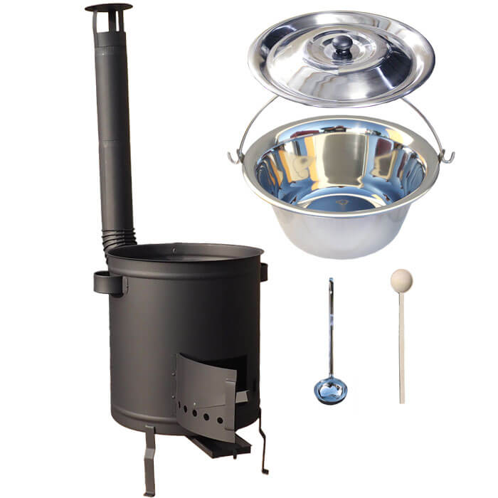 Nerezový kotlík 14 L (0,8 mm) + hrubostenná (1,5 mm) a žiaruvzdorná kotlina 36 PLUS 600