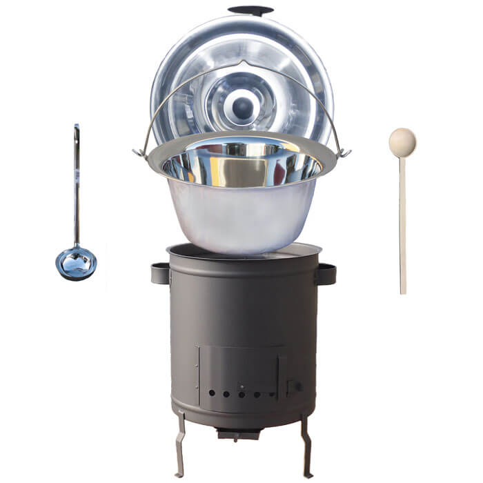 Nerezový kotlík 15 L (1,2 mm) + hrubostenná (1,5 mm) a žiaruvzdorná kotlina 36 PLUS 600