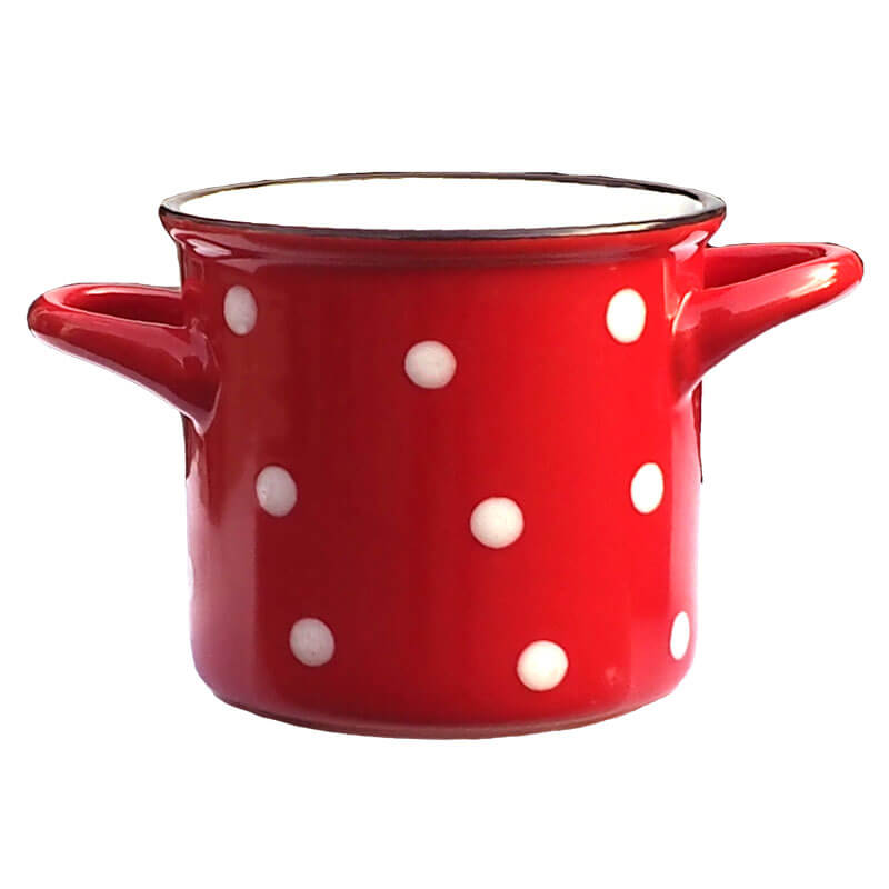 Keramický hrnček na polievku – červený DECOR