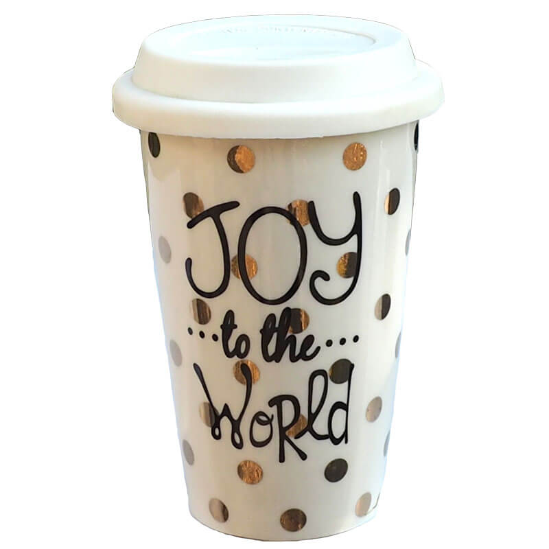 Keramický hrnček s vrchnákom - biely VIANOCE