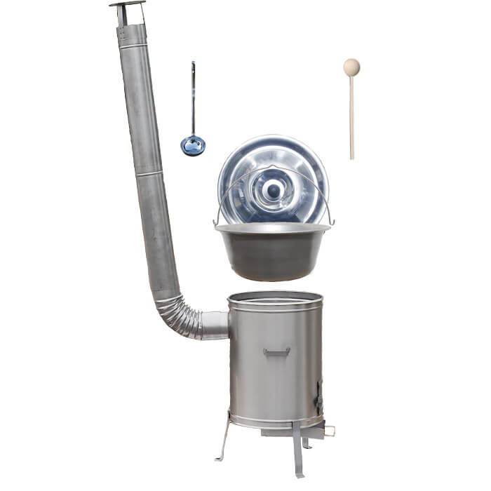 Nerezový kotlík 30 L (1,5 mm) + nerezová kotlina 45 cm LUX + vareška a naberačka