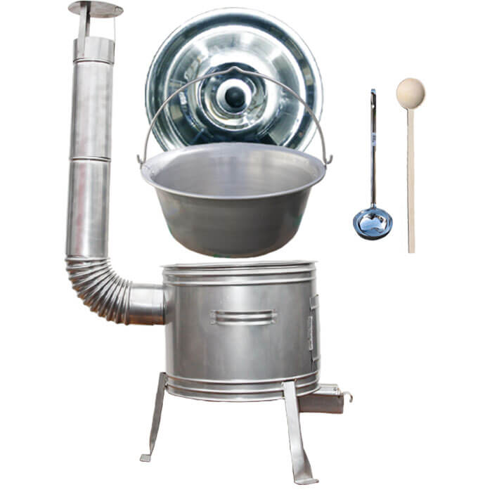 Nerezový kotlík 30 L (1,5 mm) + nerezová kotlina 42 cm TOPLUX + vareška a naberačka