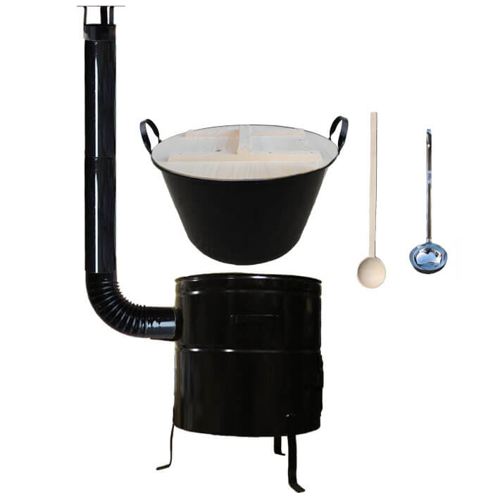 Smaltovaný kotol 100 L + kovová kotlina 60 cm + vareška a naberačka BIG PARTY