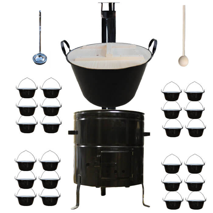 Smaltovaný kotol 100 L + servírovacie kotlíky (24 ks) + vareška a naberačka BIG PARTY