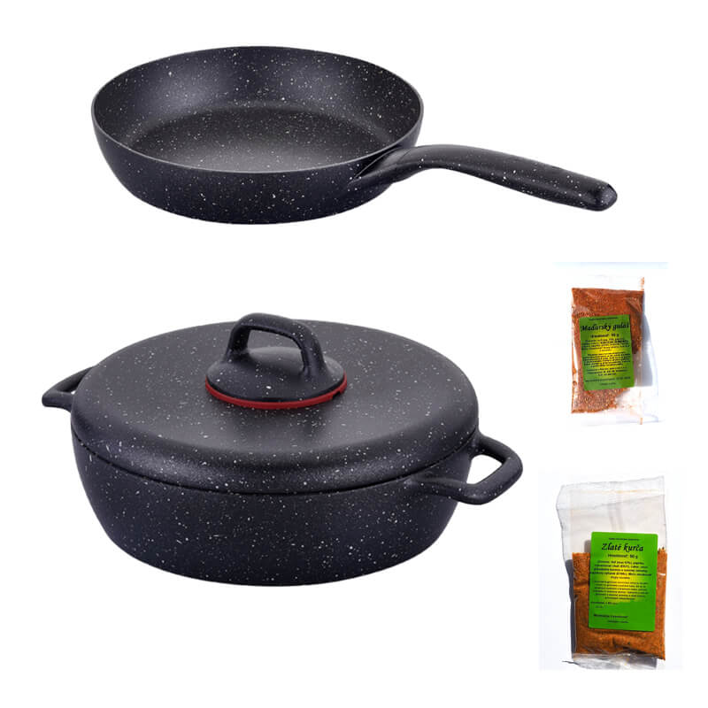 Hrniec s pokrievkou + panvica + korenie Classic Plus Volkanit