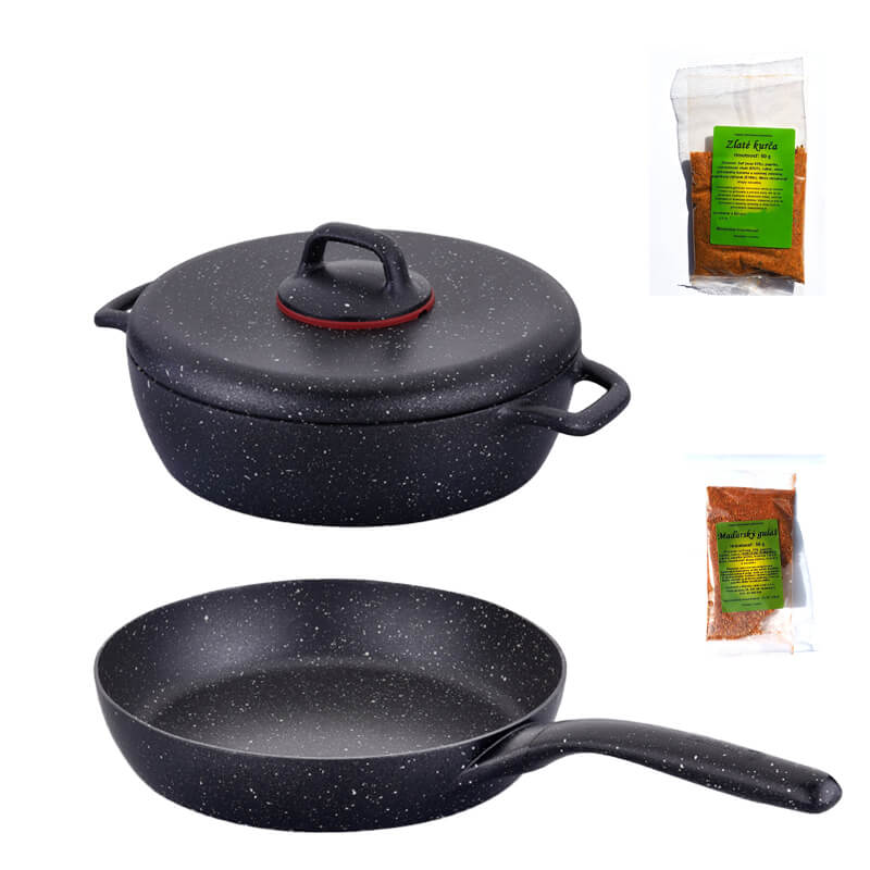 Hrniec s pokrievkou + panvica + korenie Classic Plus Volkanit