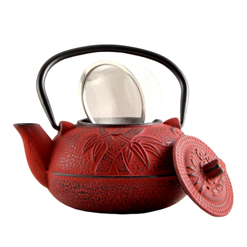 Liatinový čajník 600 ml červený