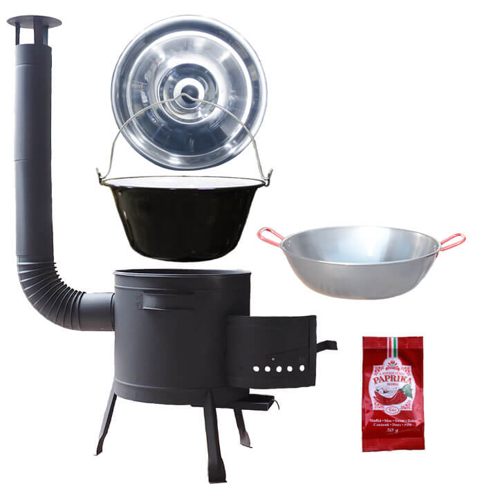 Smaltovaný kotlík 22 L + Panvica PAELLA (WOK) 45 cm + sladká paprika 50 g + nízka kotlina 42 PLUS 600