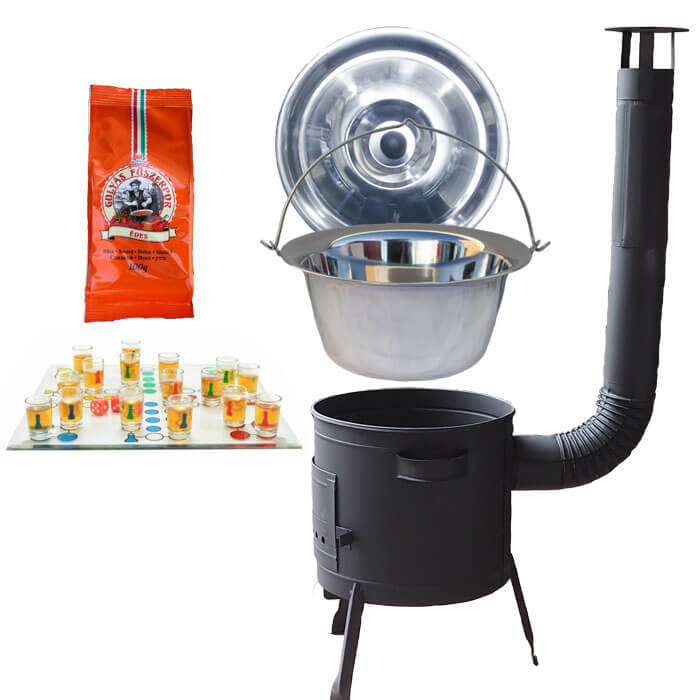 Nerezový kotlík 14 L (0,8 mm) + korenie + človeče pi už + nízka žiaruvzdorná kotlina 36 PLUS 600