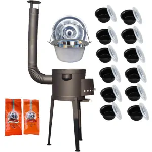 Nerezový kotlík 22 L (0,8 mm) INOX + vysoká žiaruvzdorná  kotlina 42 cm PLUS 600 + misky 12 ks + 2 x korenie na guláš 100 g