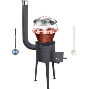 Medený kotlík 20 L (1,2 mm) + vysoká žiaruvzdorná kotlina (2,0 mm) HODO 42 cm PLUS 600 + vareška + naberačka