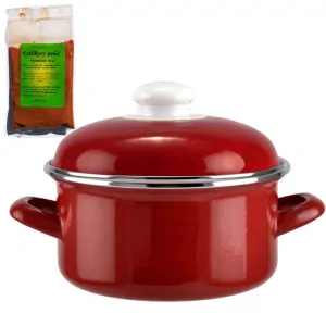 Smaltovaný kastról s pokrievkou 5 L červený + pikantná zmes korenia 50 g Kotlíkový guláš
