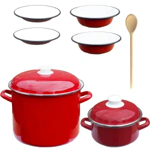 Smaltovaný hrniec s pokrievkou 4 l +  Smaltovaný kastról s pokrievkou 2 L + taniere Classic