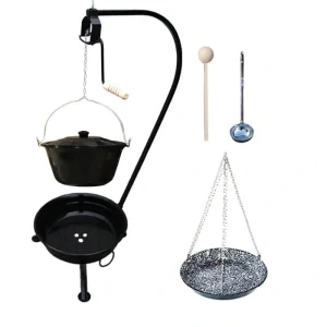 Smaltovaný kotlík 16 L (1,2 mm) + smaltovaná panvica + prenosné ohnisko