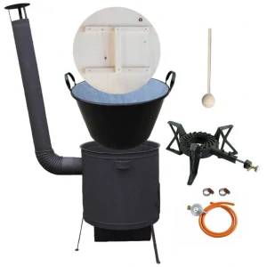 Zabíjačkový smaltovaný kotol 100 L, žiaruvzdorná kotlina 42 PLUS 600 4 MM, horák 7 kW + varecha