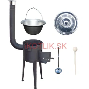 Nerezový kotlík 30 L (1,5 mm) + vysoká žiaruvzdorná kotlina (2,0 mm) HODO 47 cm PLUS 600 + vareška + naberačka