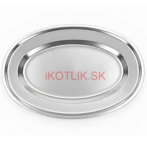Nerezový oválny podnos (45,5cm) – Odolná servírovacia tácka na mäso aj koláče