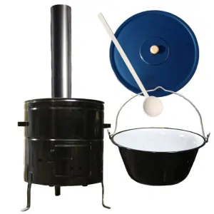 Smaltovaný kotlík 50 L (1,2 mm) + kovová kotlina 53 CLASSIC (KOV) + dymovod Max Party