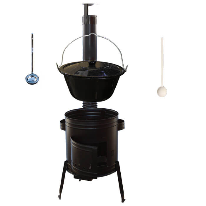 Smaltovaný kotlík 25 L (1,2 mm) + kovová kotlina 42 CLASSIC (KOV) + vareška a naberačka Easy party