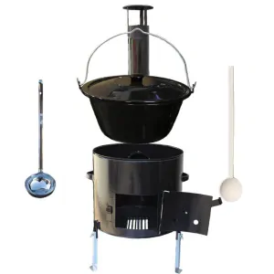 Smaltovaný kotlík 16 L (1,2 mm) + smaltovaná kotlina 39 cm + vareška a naberačka Easy party