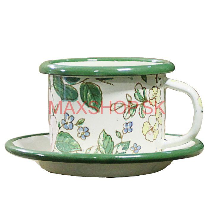 Smaltovaná šálka + podšálka