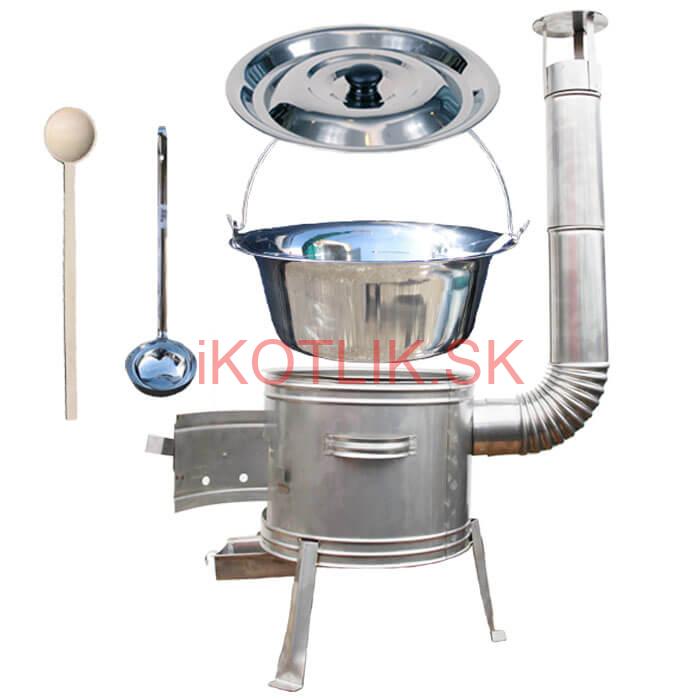 Antikorový kotlík 14 L (0,8 mm) + nerezová kotlina 36 cm + vareška a naberačka TOPLUX