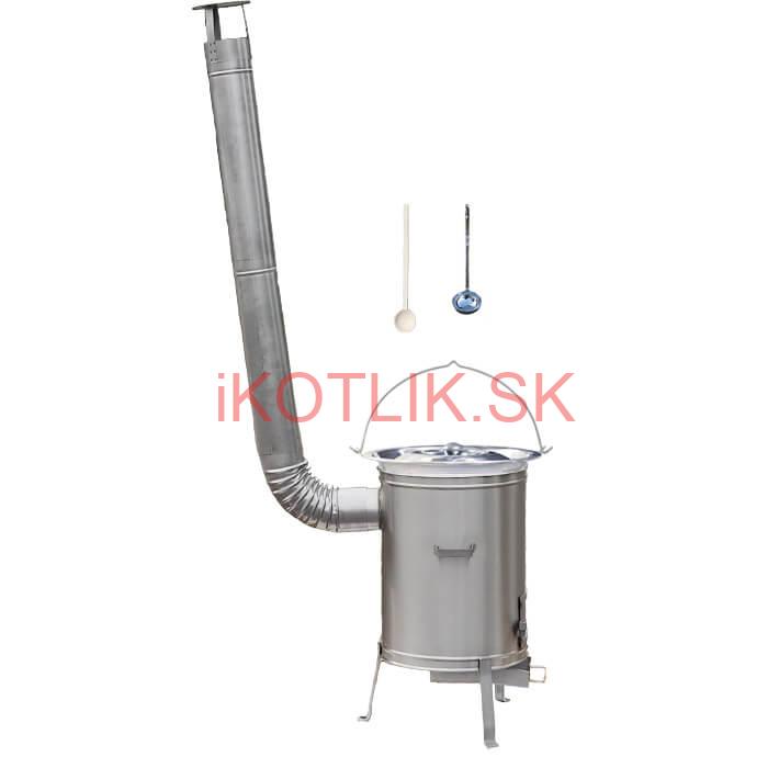 Antikorový kotlík 22 L (0,8 mm) + nerezová kotlina 42 cm + vareška a naberačka LUX