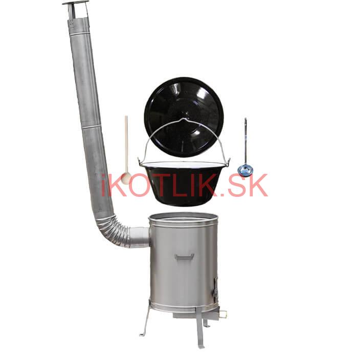 Smaltovaný kotlík 22 L (1,2 mm) + nerezová kotlina 42 cm + vareška a naberačka LUX