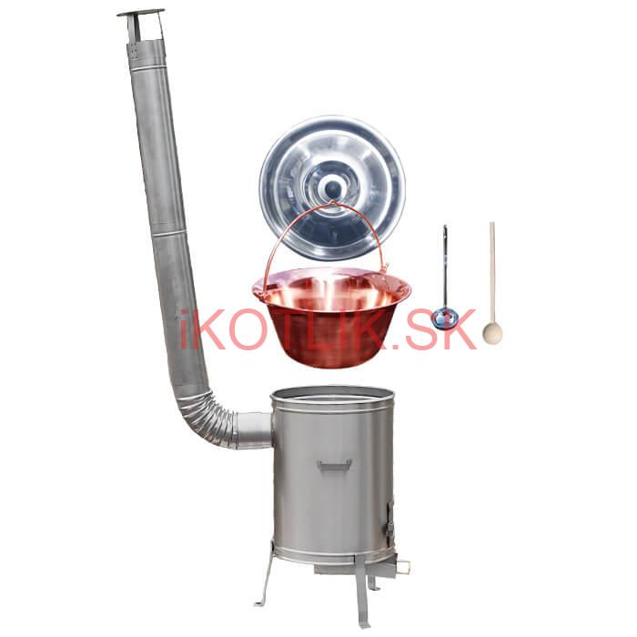 Medený kotlík 14 L (1,2 mm) + nerezová kotlina 36 cm + vareška a naberačka LUX