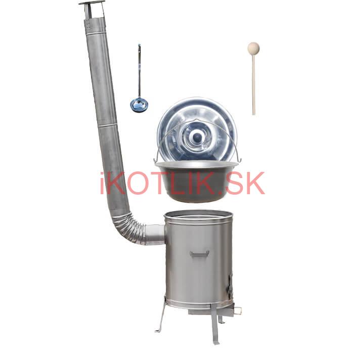 Nerezový kotlík 15 L (1,5 mm) + nerezová kotlina 36 cm + vareška a naberačka LUX
