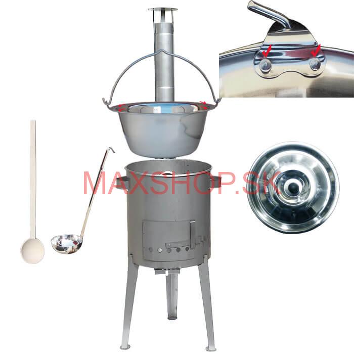 Zosilnený nerezový kotlík 15 L + nerezová kotlina 36 cm LUXUS