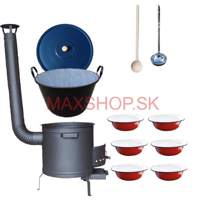 Smaltovaný kotol 70 L + smaltované taniere 6 ks PLUS 600