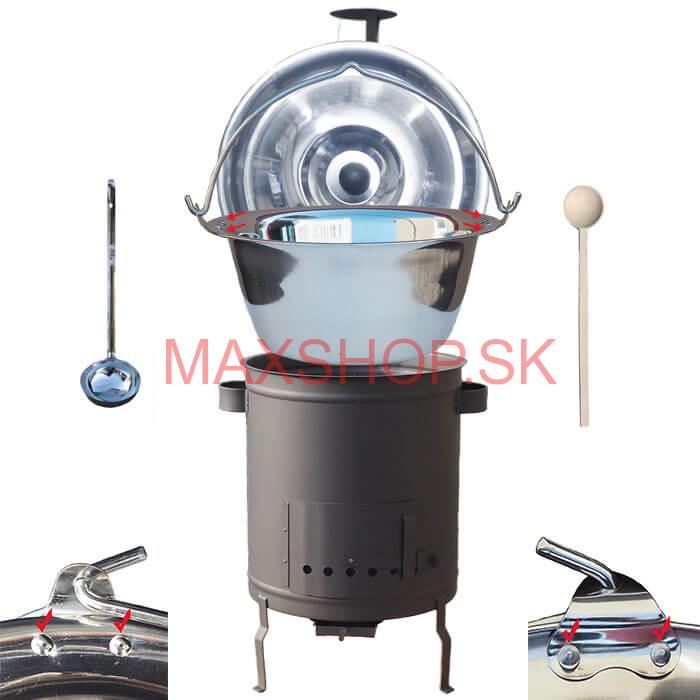 Nerezový kotlík 20 L (0,8 mm) zosilnený s nitmi + hrubostenná (1,5 mm) a žiaruvzdorná kotlina 42 PLUS 600