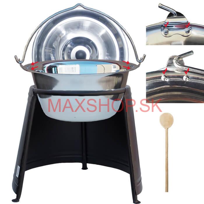 Antikorový kotlík 20 L (0,8 mm) s nitmi + chránič plameňa