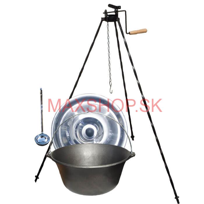 Liatinový kotlík 10,8 L + stojan s kladkou VAR