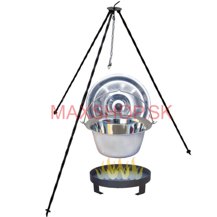 Antikorový kotlík 14 L (0,8 mm) + Ohnisko + stojan 1,2 m